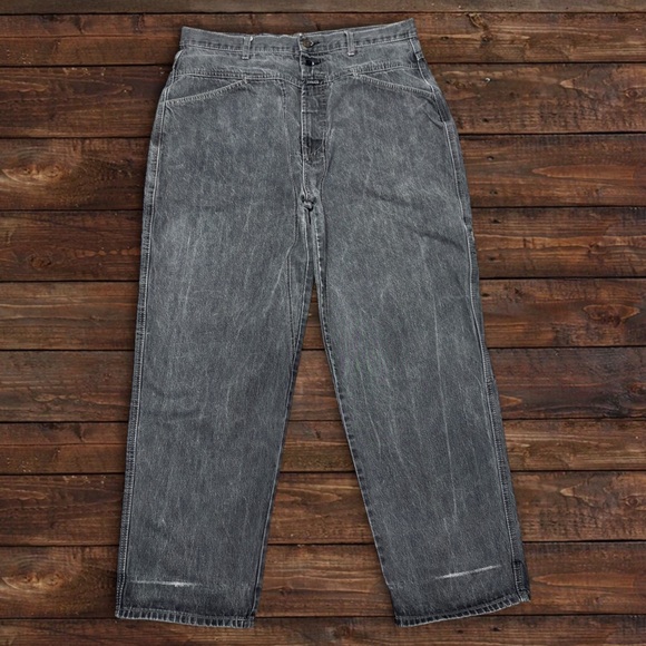 Vintage 80’s Marithe Francois Girbaud Men’s Black Denim Jeans 38x30 Logo Relaxed - Picture 1 of 12